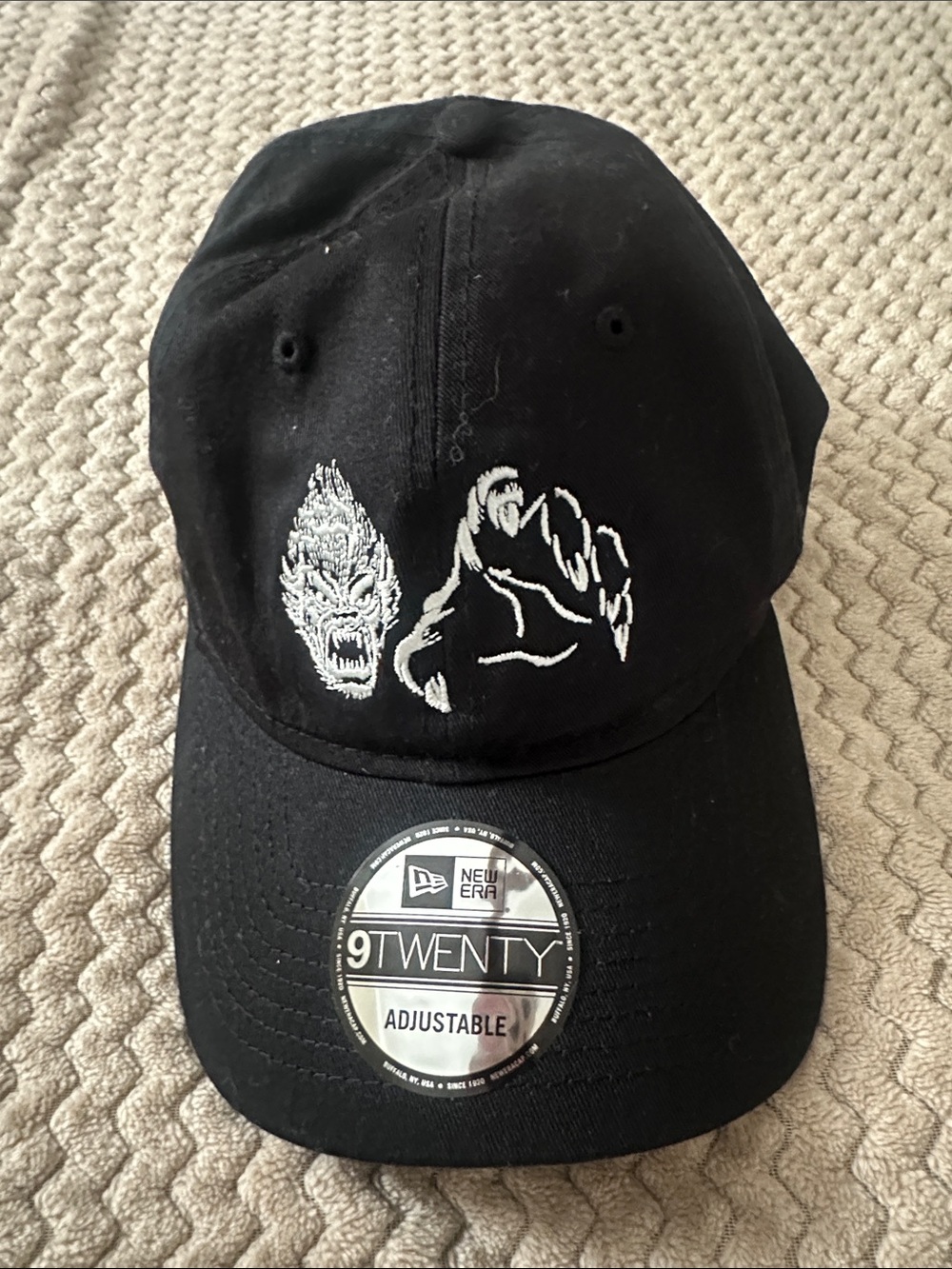 New Era Black 9TWENTY Cap with White Embroidered Monster Graphics